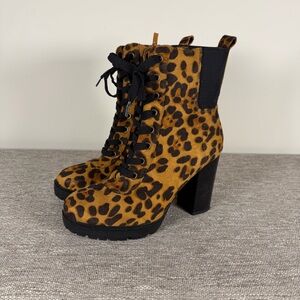 Refresh Leopard Lace-Up Boots